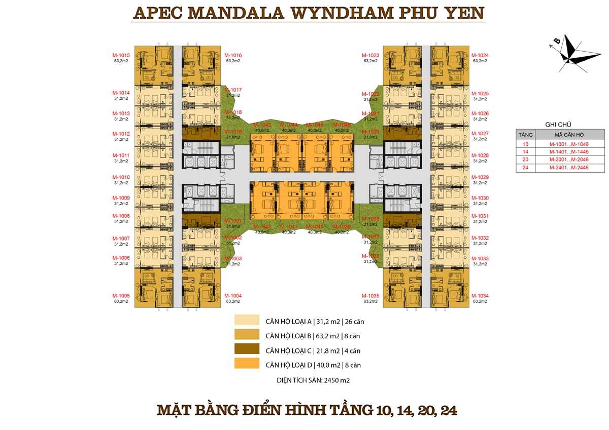 mat bang dien hinh tang 10 14 20 24 can ho apec mandala wyndham - DỰ ÁN CĂN HỘ APEC MANDALA WYNDHAM PHÚ YÊN