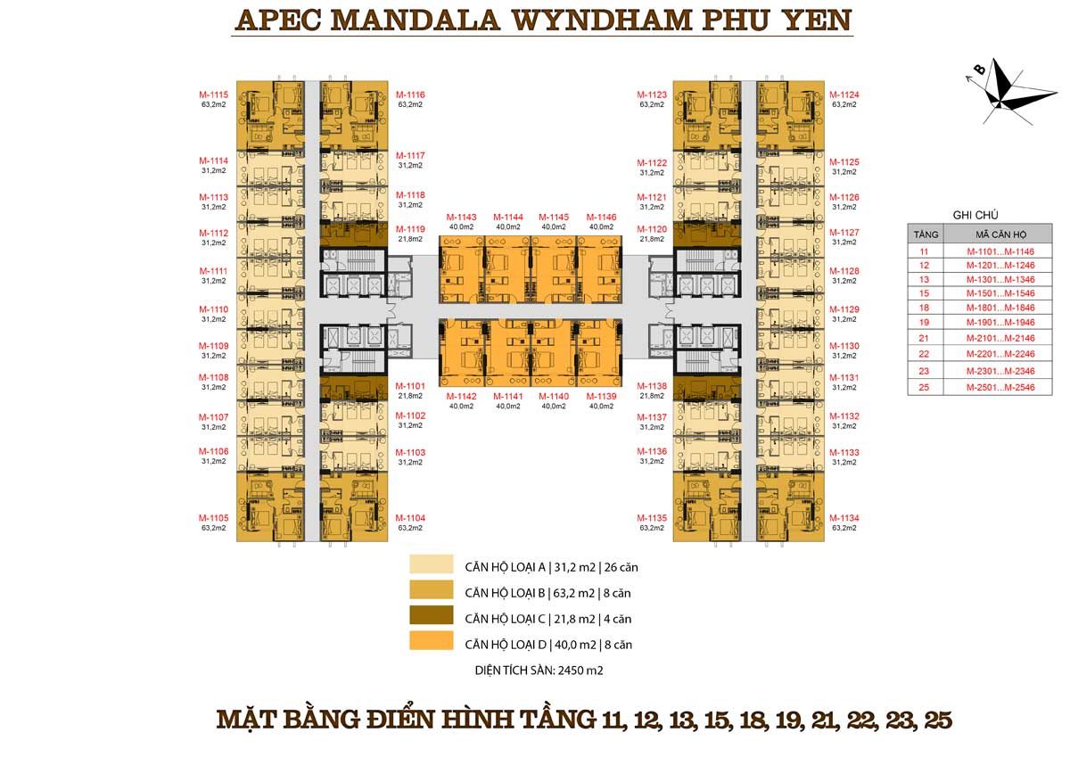 mat bang dien hinh tang 11 12 13 15 18 19 21 22 23 25 can ho apec mandala wyndham - DỰ ÁN CĂN HỘ APEC MANDALA WYNDHAM PHÚ YÊN