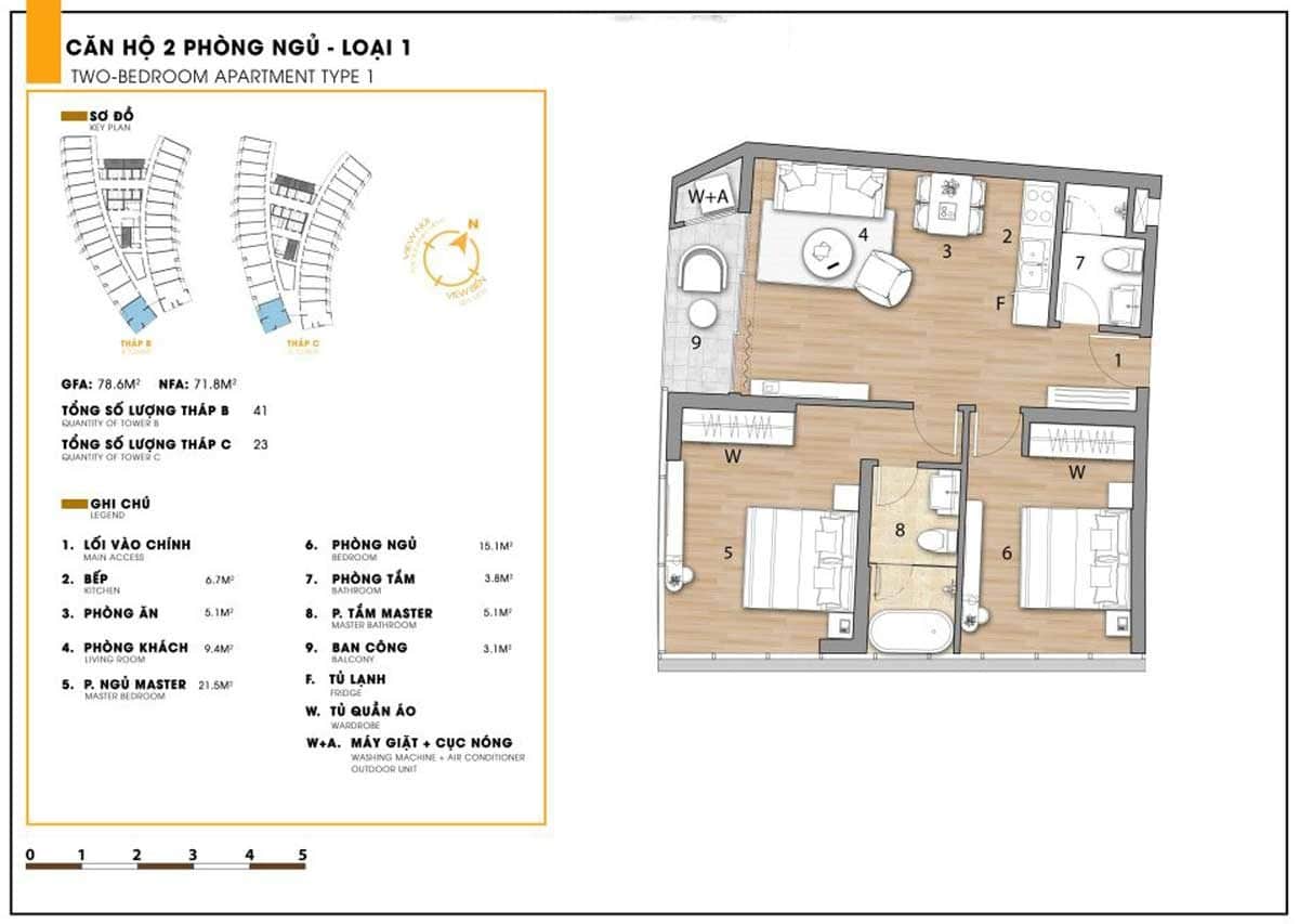 thiet ke can ho ninh chu sailing bay studio 2 phong ngu loai 1 - DỰ ÁN CĂN HỘ NINH CHỮ SAILING BAY NINH THUẬN